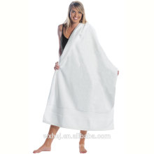 En gros de haute qualité 600gsm 16s dobby style blanc serviette de plage surdimensionnée